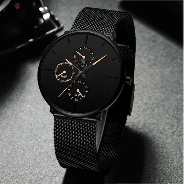 2024 Mens Luxury Watches for Men Business Casual Ultra Thin Clock Male Stainless Steel Mesh Belt Quartz Watch relogio masculino - Image 4