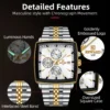 REWARD Fashion Square Dial Watch for Men Stainless Steel Waterproof Quartz Chronograph Mens Watches Luxury Sport Male Clock - Image 5