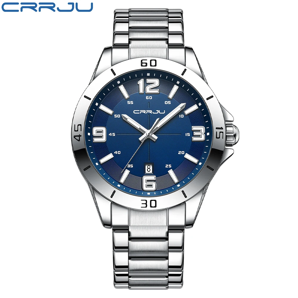 CRRJU Fashion New Men Watch Quartz Stainless Steel Luxury Wristwatch with Date Business Casual Watch relogio masculino - Image 2