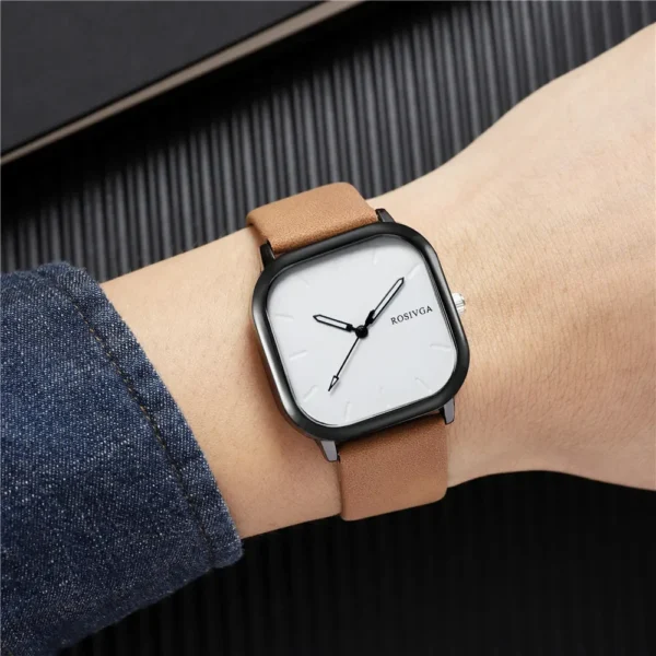 Fashion Watch Simple Square Dial PU Leather Quartz Men Business Watch Wristwatch for Men Clock for Women Montre Homme - Image 5