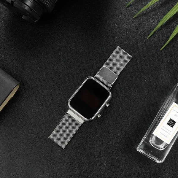Luxury Gold Sliver Men's Digital Watch Waterproof Simple Metal Magnetic LED Wrist Watch Diaplay Time Date Mens Electronic Watch - Image 4