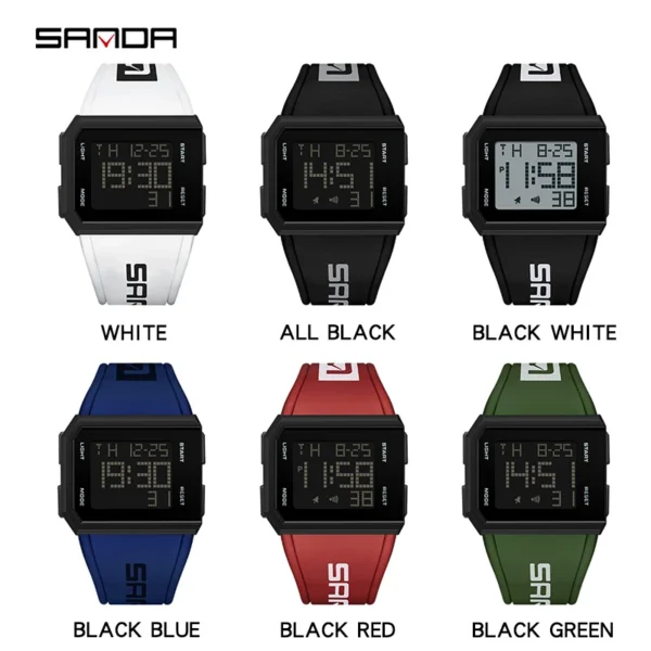 SANDA New Watches Mens Fashion Outdoor Military Sport LED Digital Watch 5Bar Waterproof Wristwatch Clock Relogio Masculino - Image 3
