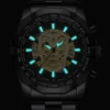 Mens Watch Quartz Top Luxury Stainless Steel Wristwatch 30M Waterproof Fashion Skeleton Dial Clock Auto Date Watch for Man - Image 2
