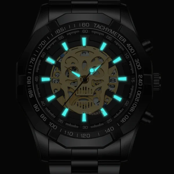 Mens Watch Quartz Top Luxury Stainless Steel Wristwatch 30M Waterproof Fashion Skeleton Dial Clock Auto Date Watch for Man - Image 2