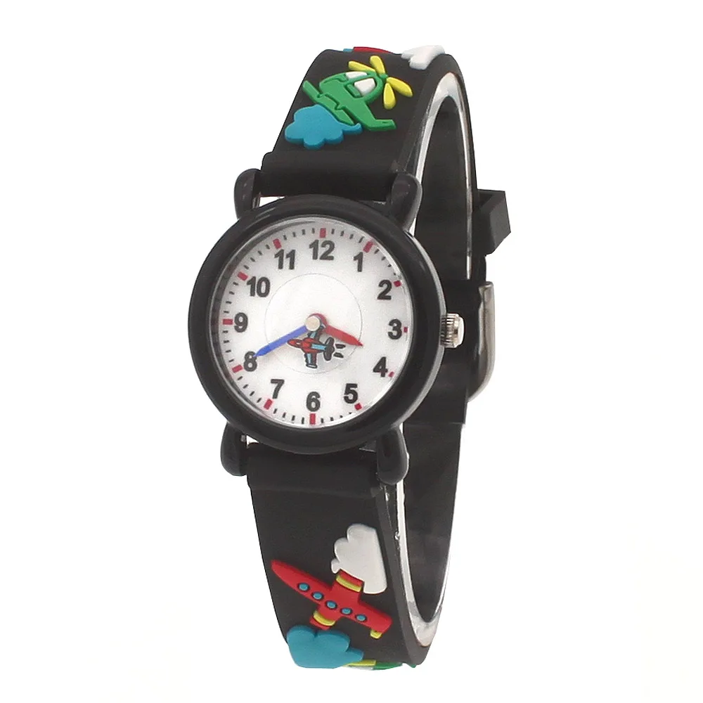 Fashion children boys girls cartoon quartz watches kids students 3D strap sports watches for birthday gifts airplane hands - Image 3