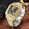 Aokaishen Iced Out Diamonds Watches 2023 Trend Stainless Steel Wristwatches for men Full Stones Zircon Quartz Square Gift - Image 2