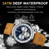 POEDAGAR Top Brand Luxury Man Watch Waterproof Chronograph Luminous Date Wristwatch For Men Quartz Leather Men's Watches Sprots - Image 2