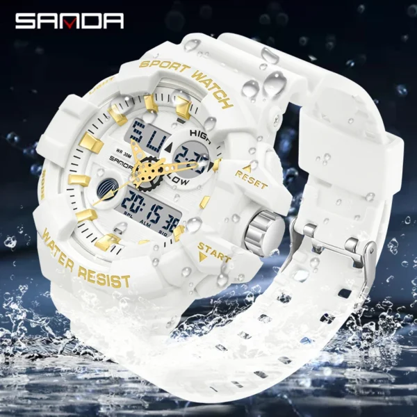SANDA White Sports Men's Watches Top Brand Luxury Military Quartz Watch Men Waterproof Wristwatches relogio masculino - Image 2