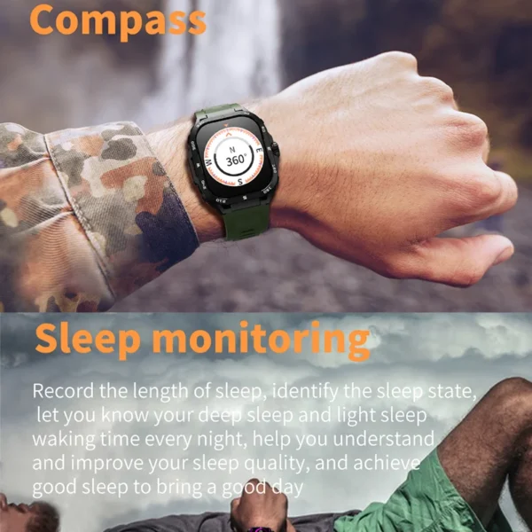 New 2.01inch full touch Smartwatch for men Android Xiaomi Blood Pressure Oxygen Fitness Watch Waterproof military smartwatch - Image 4