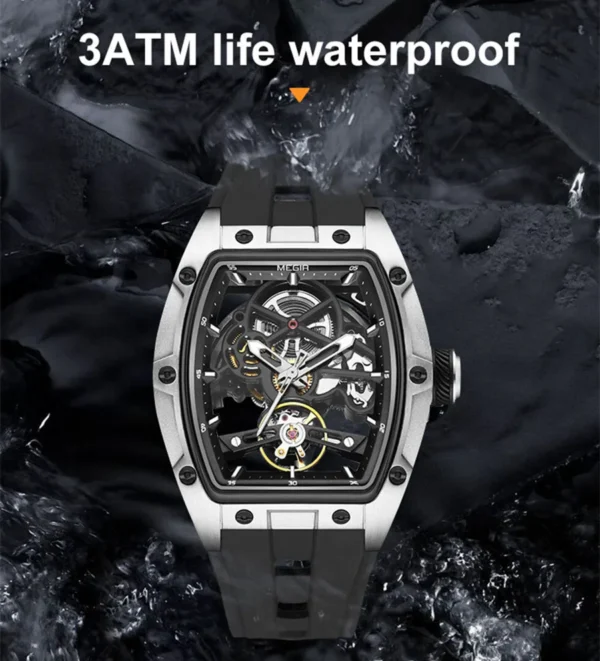 MEGIR Luxury Brand Sport Watch for Men Silicone Mechanical Watches Hollow Full Automatic Movement Luminous Wristwatch Clock 2242 - Image 5