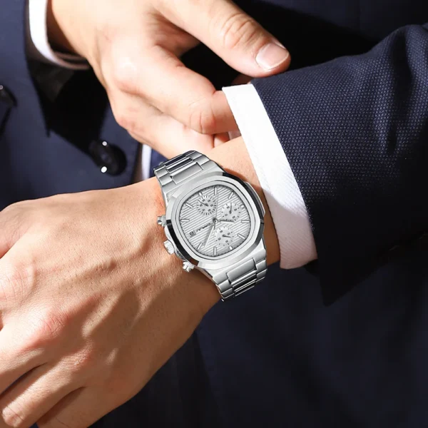 CRRJU Brand Man Watches Luxury Sporty Chronograph Wristwatches for Men Quartz Stainless Steel Band Clock Luminous Hands - Image 3
