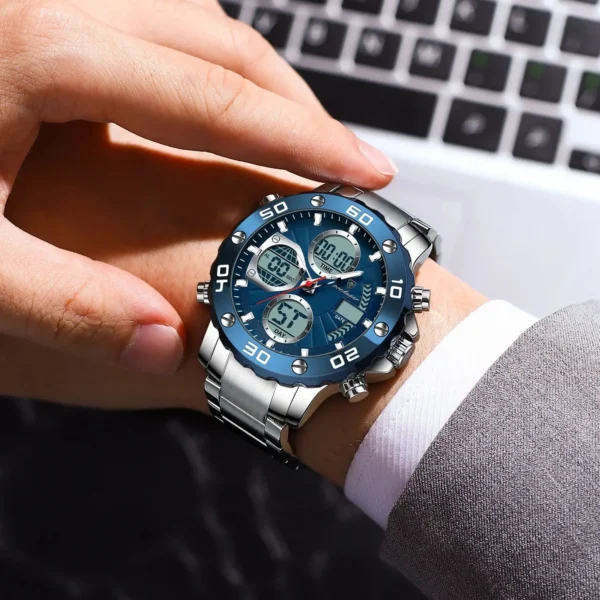 POEDAGAR Sport Wristwatch for Man LED Alarm Dual Time Display Digital Quartz Men Watch Electronic Waterproof Men's Watches Reloj - Image 5