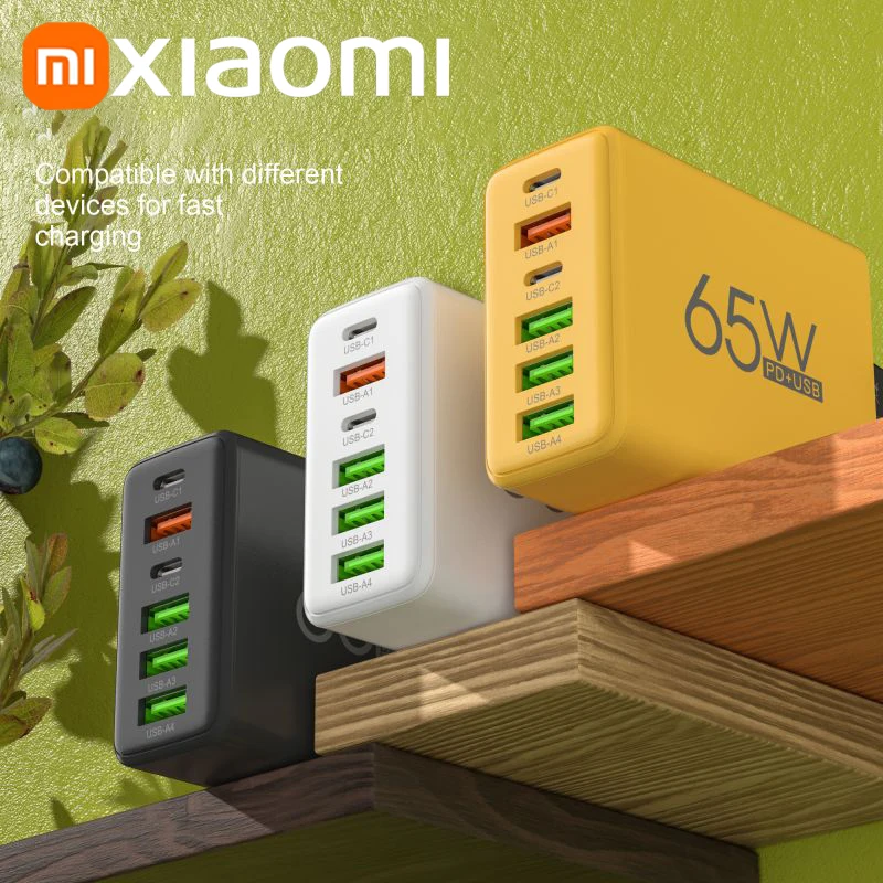 XIAOMI 65W PD3.0 Quick Charging 6-in-1 Fast Wall Charger 4-USB 2-Type-c interface For iPhone Samsung Xiaomi Huawei Oppo - Image 3