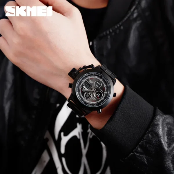 SKMEI Mens Sport Watches Luminous Waterproof Digital Quartz Watch 3Bar Men Stainless Steel Military LED Wristwatch Male Clock - Image 3