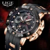LIGE Top Brand Luxury Quartz Man Watch Fashion Casual Sport Silicone Strap Clock Personality Waterproof Luminous Watches for Men