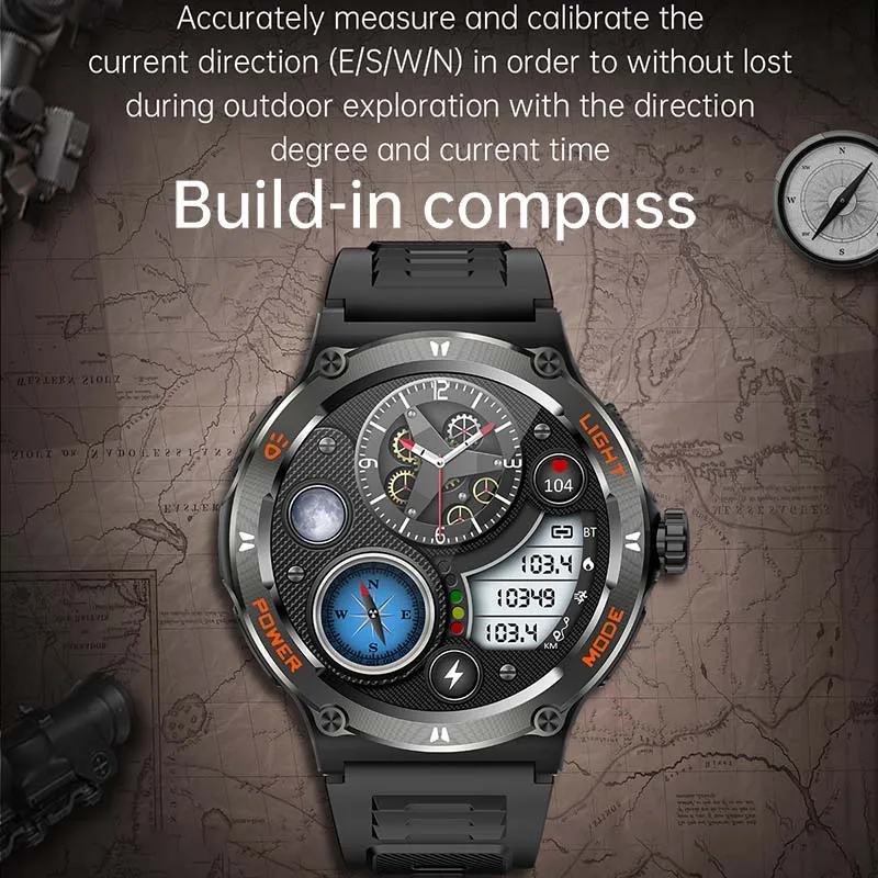 2024 New For Huawei Xiaomi AMOLED Smart Watch Men Rugged Military Bluetooth Call GPS Track 500Mah 3ATM Waterproof Smartwatch - Image 4