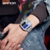 SANDA Top Brand Luxury Men Quartz Watch Fashion Square Watch Men Countdown Sports Waterproof Double Display LED Digital Watch - Image 3