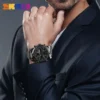 Skmei Countdown Steel Strap Wristwatch Clock Relogio Masculino Digital Quartz Watch Men Three Time Quartz Wrist Mens Watch 1389 - Image 3