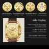 OLEVS Quartz Watch for Men Golden Square Large Dial Waterproof Leather Strap Wrist Watch Date Display Men's Quartz Watch 9925 - Image 5