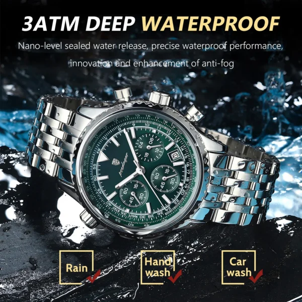 POEDAGAR Top Luxury Men Watches Luminous Date Waterproof Chronograph Quartz Man Watch Stainless Steel Sport Military Men's Watch - Image 3