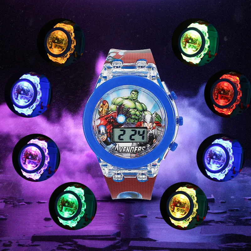 Flash Light Spiderman Kids Watches For Boys Cartoon Hello Kitty Mickey Children Watch Girls Student Clock Gifts free shipping - Image 3