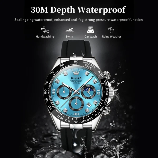 OLEVS 2875 Men Watch Quartz Top Brand Waterproof Luminous Watch for Men Three Small Dial Sport Wristwatch Chronograph Date Reloj - Image 4