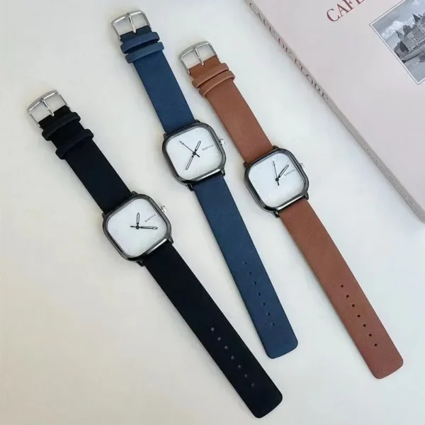 Fashion Watch Simple Square Dial PU Leather Quartz Men Business Watch Wristwatch for Men Clock for Women Montre Homme - Image 3