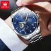 OLEVS 5538 Top Fashion Luxury Quartz Watch For Men Moon Phase Starry Sky Date Multifunctional Waterproof Luminous Men's Clock - Image 5