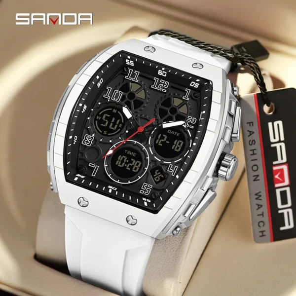 Men Sports Digital Wrist Watches For Male Clock Dual Display Man Tonneau Watches Chronograph Luminous Silicone Band Dropship - Image 3
