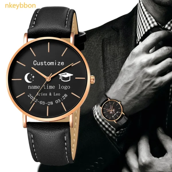 Personalize Customize Quartz Watch With Print Logo Personalize for Women Men Gift