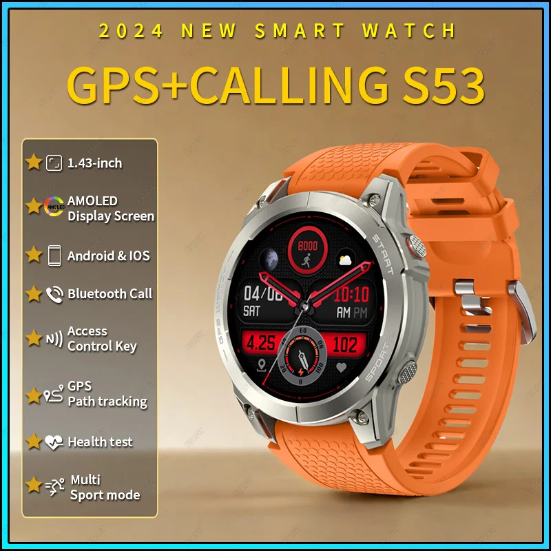 2024 New GPS Outdoor Professional Sports Smart Watch Men Women Heart Rate Bluetooth Calling 100+ Sports Modes Smartwatch