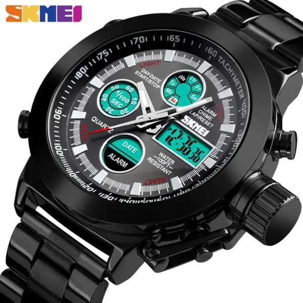 SKMEI Mens Sport Watches Luminous Waterproof Digital Quartz Watch 3Bar Men Stainless Steel Military LED Wristwatch Male Clock - Image 2