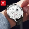 OLEVS 2882 Business Quartz Watch For Men Moon Phase Leather Men's Watches Waterproof Original Man Wristwatches reloj hombre - Image 5
