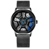 New Fashion Men Leather Strap Watches Men Car Wheel Hub Stainless Steel Quartz Watch Men Military Sports Watch Relogio Masculino - Image 5