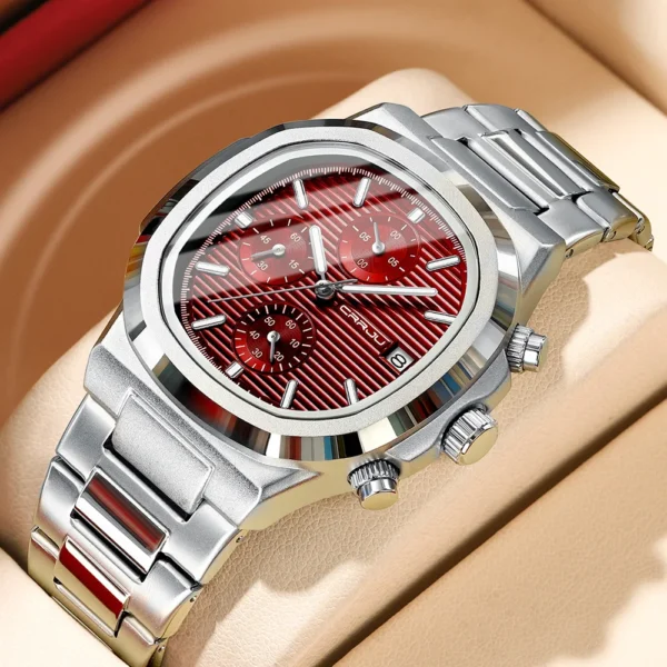 CRRJU Brand Man Watches Luxury Sporty Chronograph Wristwatches for Men Quartz Stainless Steel Band Clock Luminous Hands