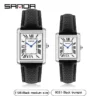 SANDA Couple Watch Men Waterproof Casual Fashion Quartz Watches Stainless Leather Strap Square Dial Design Ladies Lover Clock - Image 3