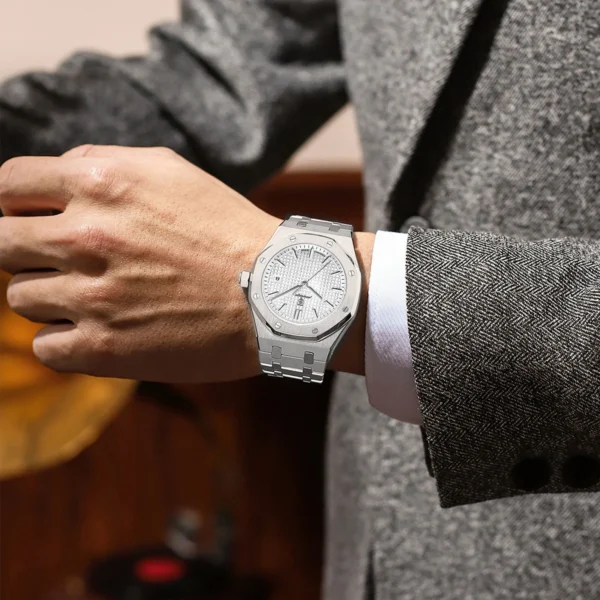 POEDAGA Finle Steel Men's Watches Classic Fashion Original Quartz Watch for Man Waterproof Luminous Date Wristwatch Royal Style - Image 4