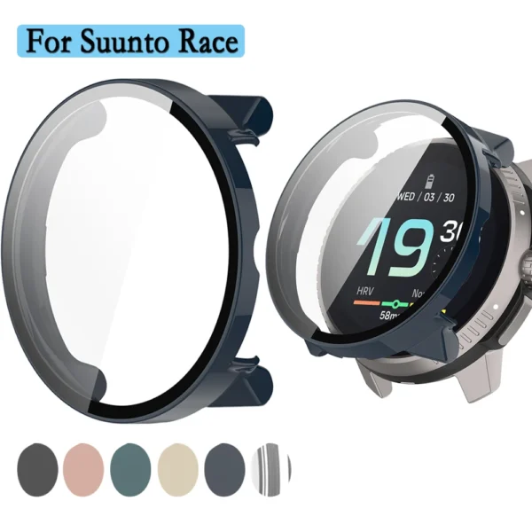 For Suunto Race Full Coverage Watch Case PC Hard Cover With High-quality Tempered Glass Screen Protector Film Watch Protection