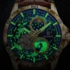 GLENAW Rotating Earth Double Second Hand WristWatch Men Automatic Mechanical Watch Starry Sky Stainless Steel Leather Watchband - Image 5