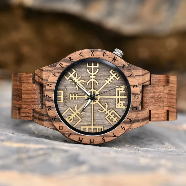 BOBO BIRD Viking Vegvisir Man's Wooden Watches Vintage Watch for Men Wood Clock - Image 2