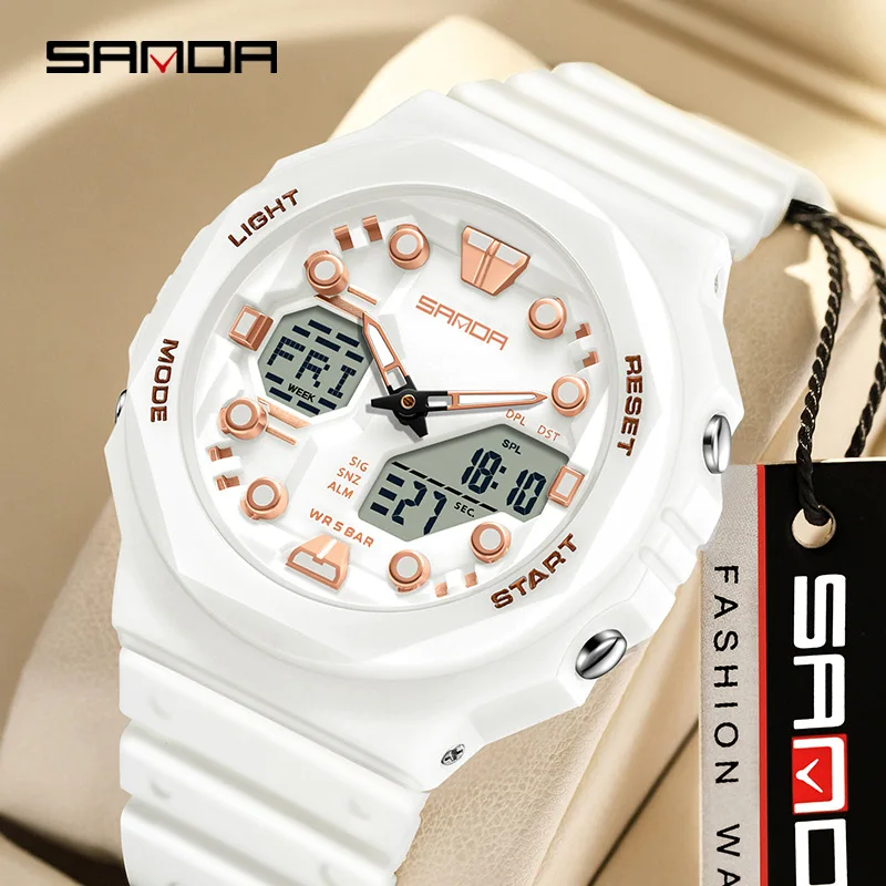 SANDA 6200 Stopwatch Wristwatch Alarm LED Light Digital Watches Men's Sports Watch Military Watches Men Watch 50M Waterproof - Image 2