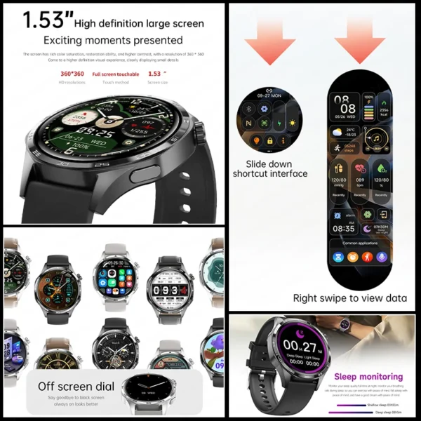 2024 New For HUAWEI Watch GT5 Pro Sports Smart Bracelet Men NFC GPS Trackr Compass 1.53" AMOLED Screen Bluetooth call Smartwatch - Image 2