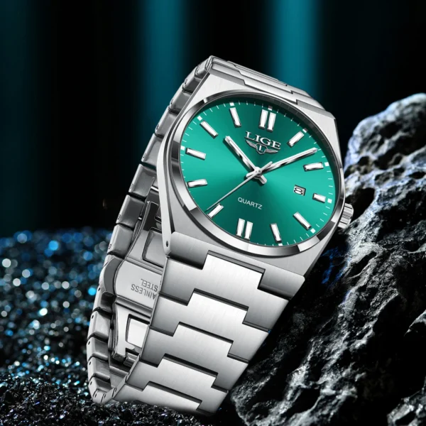 LIGE Men Luxury Watch For Man Waterproof Luminous Date Week Stainless Steel Men Watch Casual Quartz Men's Watches Male Clock+box - Image 3