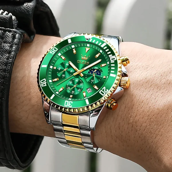 OLEVS Top Brand Men's Watches Pilot Style Trend Fashion Original Wristwatch for Man Waterproof Luminous Moon Phase Chronograph - Image 4