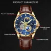 GLENAW Rotating Earth Double Second Hand WristWatch Men Automatic Mechanical Watch Starry Sky Stainless Steel Leather Watchband - Image 4