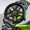New Fashion Men Leather Strap Watches Men Car Wheel Hub Stainless Steel Quartz Watch Men Military Sports Watch Relogio Masculino - Image 3