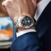 Original OLEVS Brand Quartz Watch for Men Waterproof Stainless Steel Luminous Wristwatch Moon Phase Leather Man Watches NO.9807 - Image 4