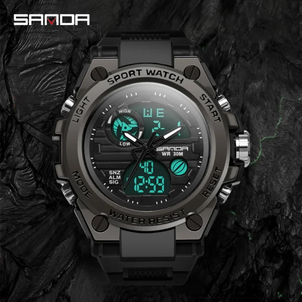 SANDA G style Men Watches Military Sports Quartz Electronic Watch Waterproof Double Display Digital Wristwatch Relogio Masculino - Image 4