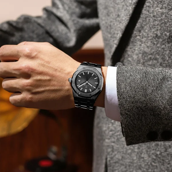 POEDAGAR Fashion Men's Watch Original Waterproof Stainless Steel Wristwatch Luminous Date Mineral Glass Date Trend Watch for Man - Image 3