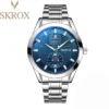 SKROX Luxury Blue Dial Watch For Man Stainless Steel Automatic Mechanical Waterproof Luminous Military Male Wrist Watches Clock - Image 6